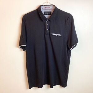Ted Baker London Derry Modern Slim Fit Short Sleeve Polo Shirt - Black - XXL